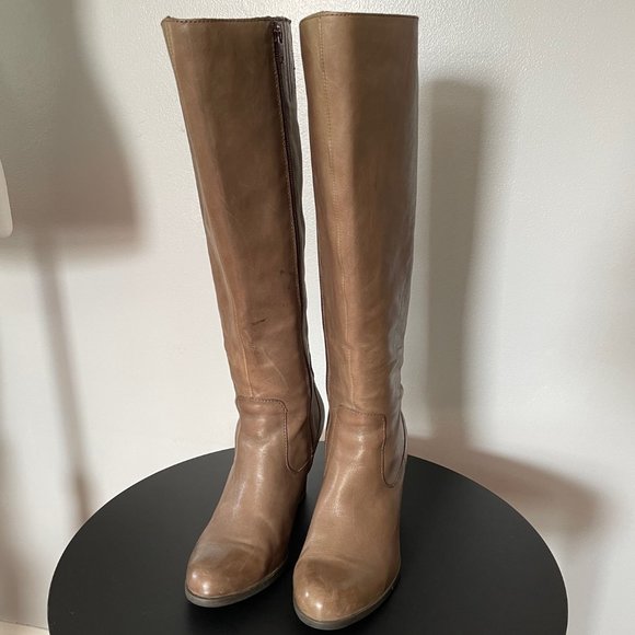 Born Tall Knee High Leather Brown/Gray Boots Size 7.5 Medium - Picture 1 of 9